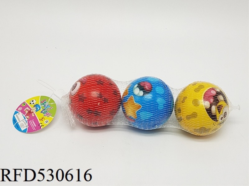 3 ONLY 7.6CM PU BALLS WITH MULTIPLE WEIRD FACES