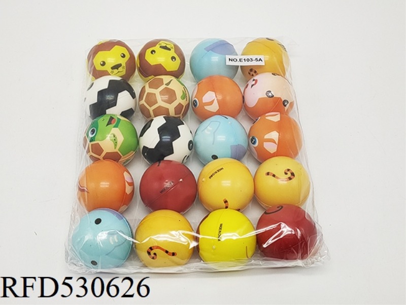 20 PU BALLS WITH MORE THAN 4.5CM ANIMAL HEADS