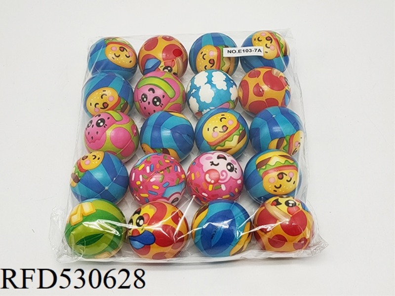 20 PU BALLS WITH MORE THAN 4.5CM CARTOON FOOD
