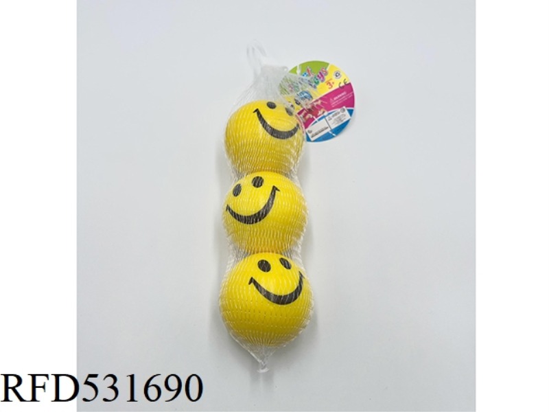 6.3CMPU YELLOW SMILEY BALL 3PCS PACK