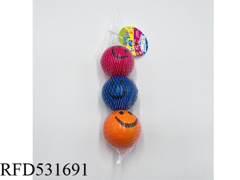 6.3CMPU MIXED COLOR SMILEY BALL 3 PIECES