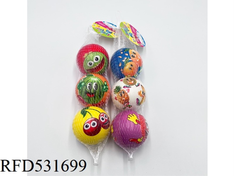 6.3CMPU FRUIT SMILEY BALL 3PCS PACK