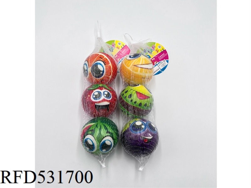 6.3CMPU FRUIT EXPRESSION BALL 3PCS PACK