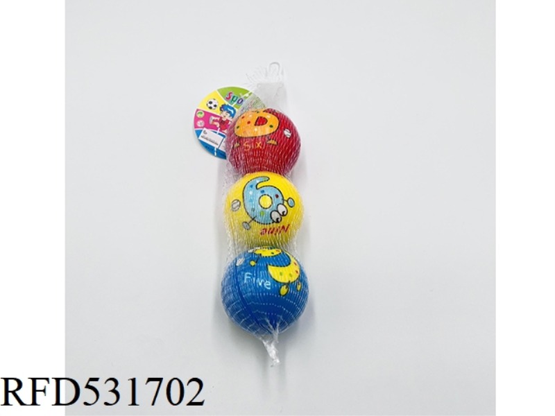 6.3CMPU CARTOON NUMBER BALL 3 PIECES