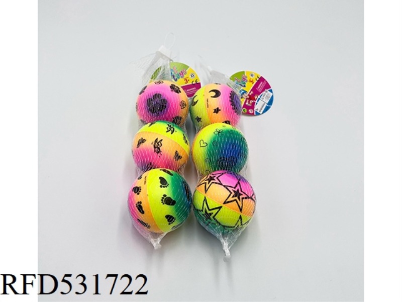 6.3CMPU RAINBOW STAR FOOTPRINT BALL 3PCS