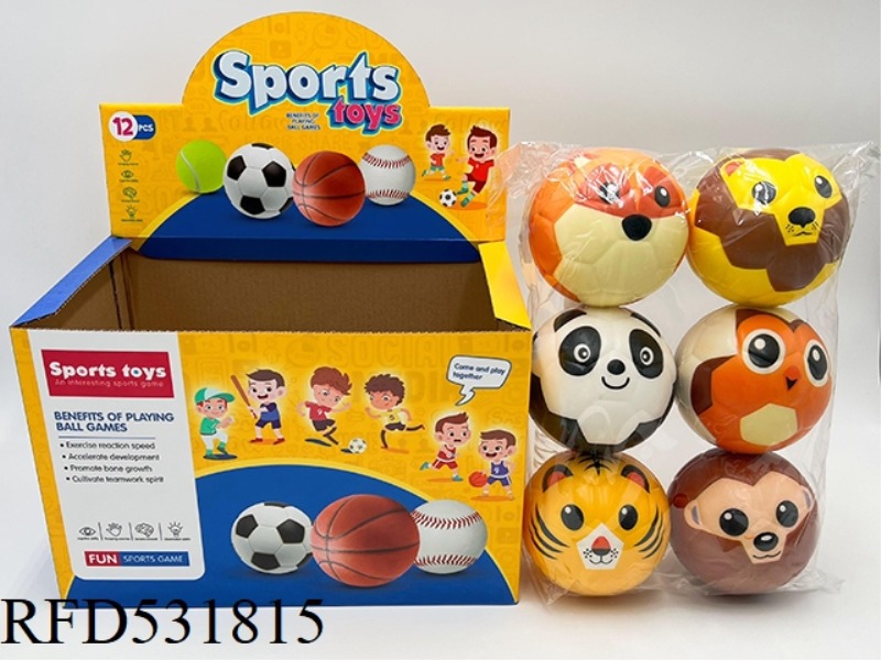 10CMPU ANIMAL FACE BALLS 12PCS