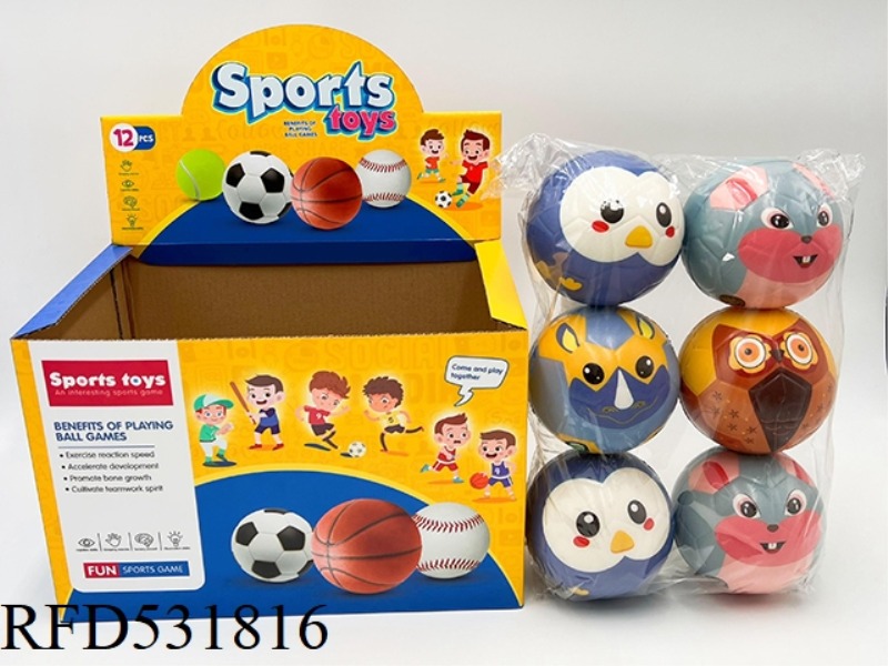 10CMPU ANIMAL FACE BALLS 12PCS