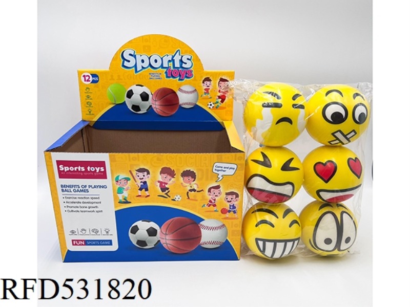 10CMPU YELLOW EMOJI BALL 12PCS