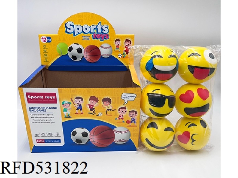 10CMPU BIG EXPRESSION SMILEY BALL 12PCS