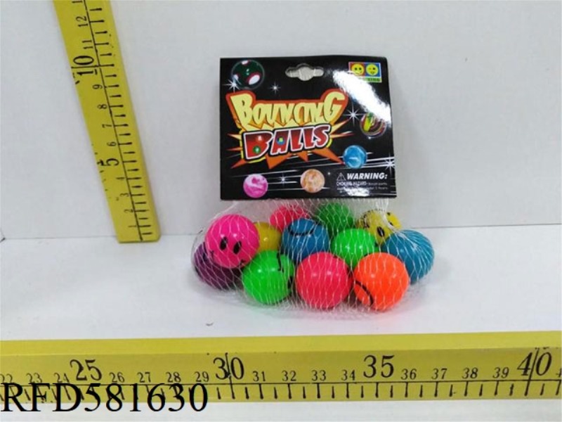 12 SMILEY ELASTIC BALLS