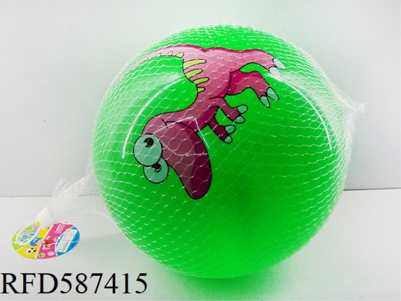 9 INCH SINGLE PRINTED DINOSAUR BALLS (4-COLOR MIXED)