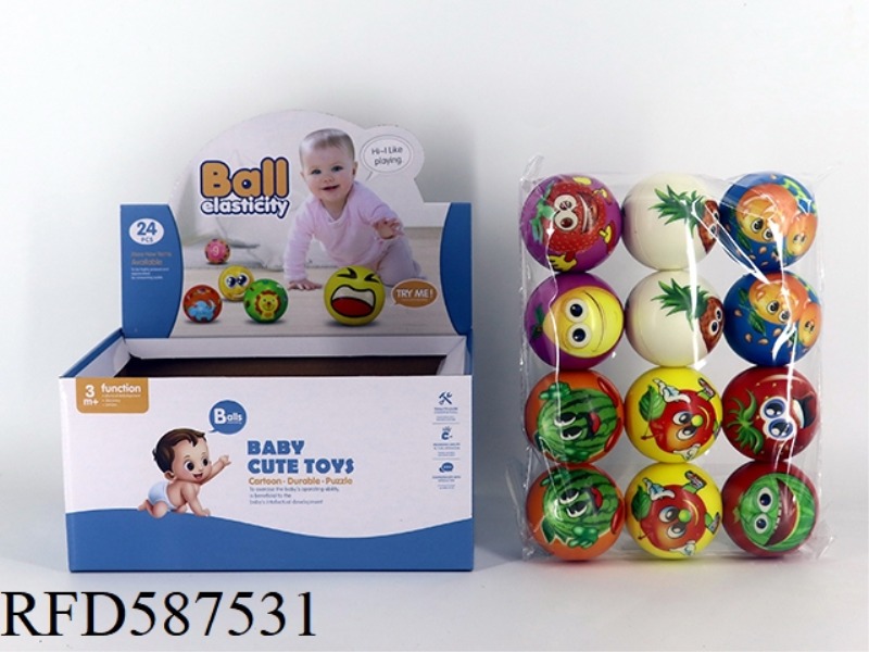 6.3CM CARTOON FRUIT BALL 24 PACK