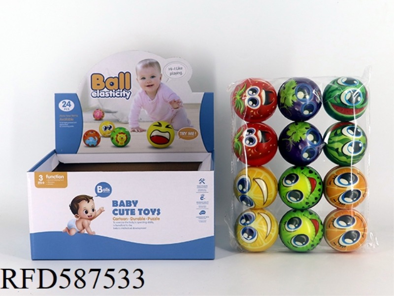 6.3CM FRUIT EXPRESSION BALL 24 PACK