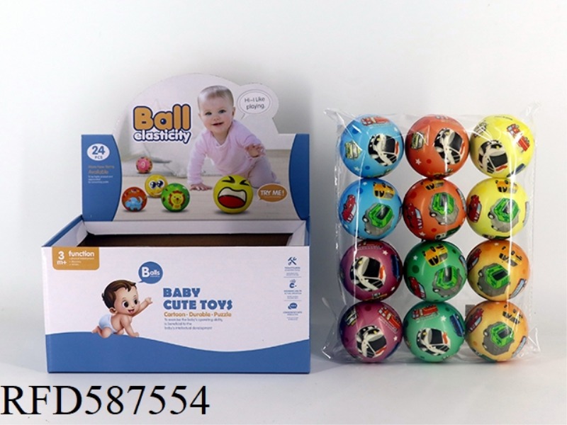 6.3CM CARTOON CAR BALL 24 PACK