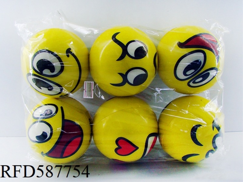 10CMPU YELLOW SMILEY FACE EXPRESSION BALL