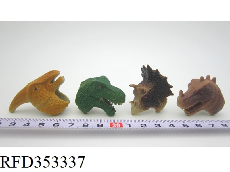 PVC DINOSAUR HEAD RING (4 ASSORTED)