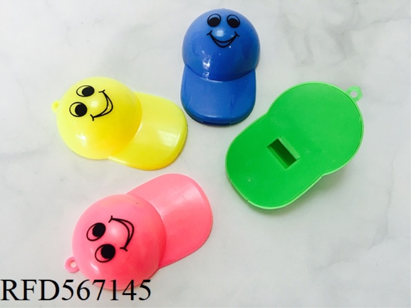 SMILING FACE, HAT AND WHISTLE