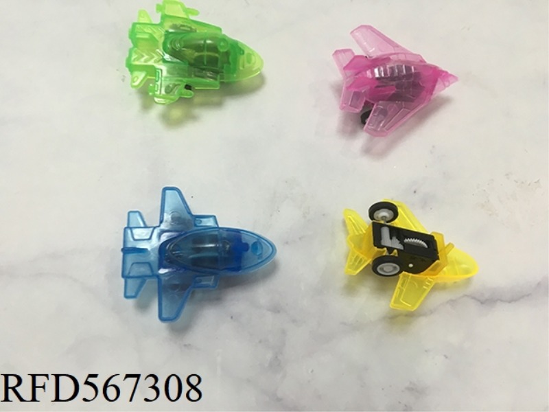 FOUR TRANSPARENT PULL-BACK AIRCRAFT