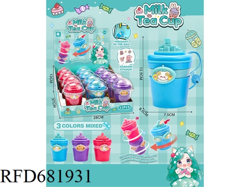 QINGSONG TOY DECOMPRESSION MILK TEA CUP PENDANT 12PCS
