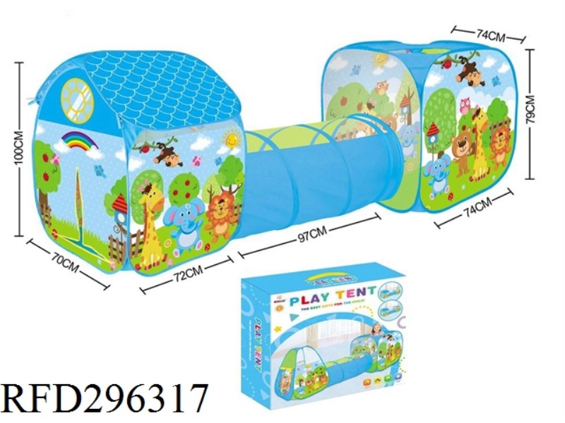 CARTOON HAPPY ZOO 3 IN 1 TENT