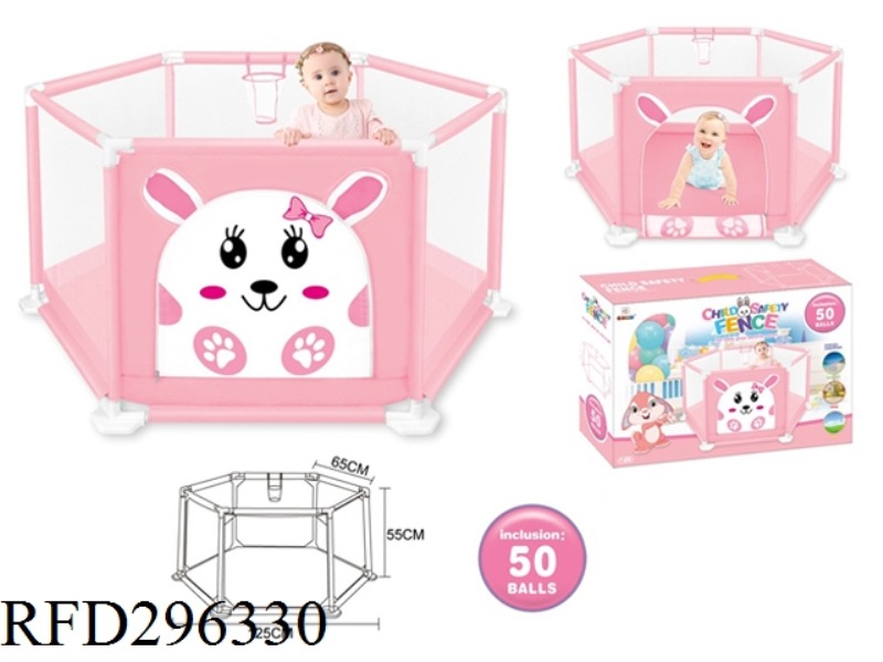 125CM PRINTED RABBIT CHILDREN'S ENCLOSURE HAS 50 PCS BALLS