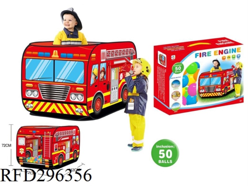 CHILDREN'S FIRE TRUCK TENT CAR WITH 50 PCS BALLS