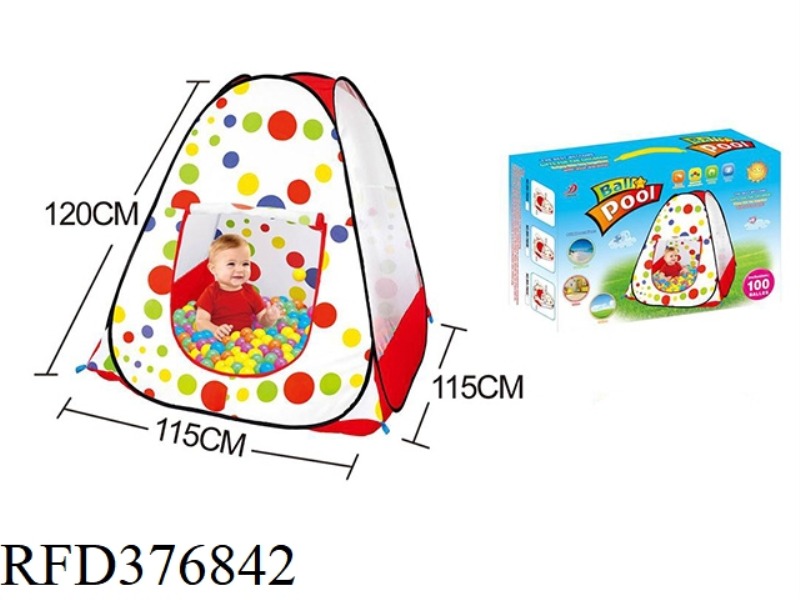 PORTABLE BOX 120CM CHILDREN'S TENT + 100 6CM OCEAN BALLS