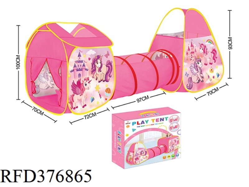 THREE-IN-ONE CARTOON UNICORN GAME HOUSE INTEGRATED TUNNEL CLIMBING TUBE TENT