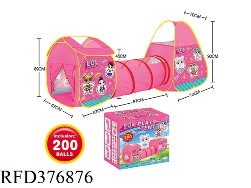 3 IN 1 SURPRISE DOLL CHILDREN'S TENT WITH 200 6CM OCEAN BALLS