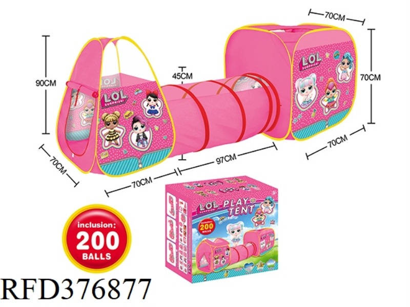 3 IN 1 SURPRISE DOLL CHILDREN'S TENT WITH 200 6CM OCEAN BALLS