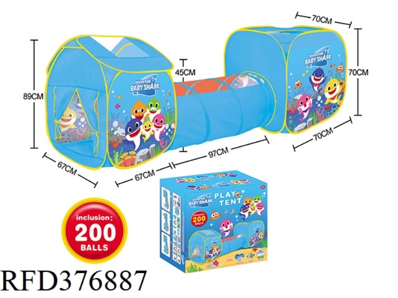 3-IN-1 BABY SHARK TENT WITH 200 6CM OCEAN BALLS