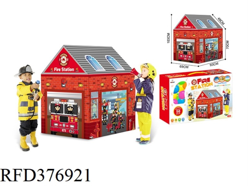 CHILDREN'S FIRE HOUSE WITH 50 OCEAN BALLS