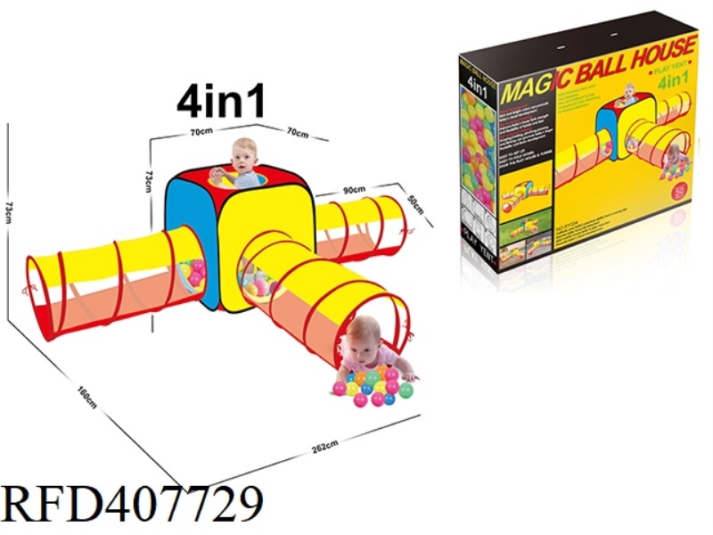 FOUR-IN-ONE CHILDREN'S TENT COMBINED TUNNEL CLIMBING GAME HOUSE WITH 100 6.0 OCEAN BALLS