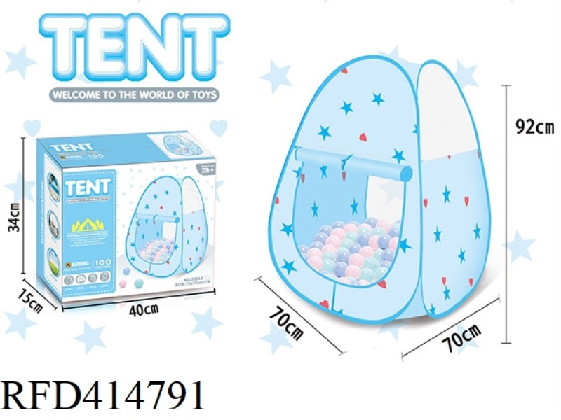 STAR BLUE TOY PYRAMID TENT WITH 100 BALLS