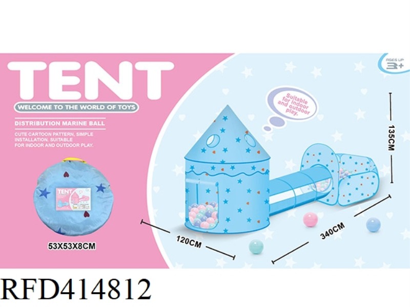PINK BLUE STAR YURT WITH CHANNEL WITH BALL POOL