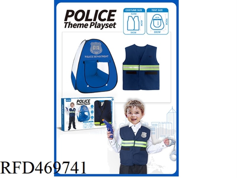 POLICE STATION TENT WITH POLICE UNIFORM