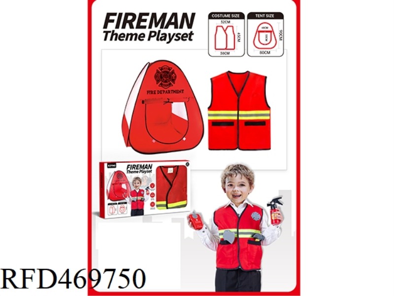 FIRE DEPARTMENT TENT WITH FIRE FIGHTING CLOTHES
