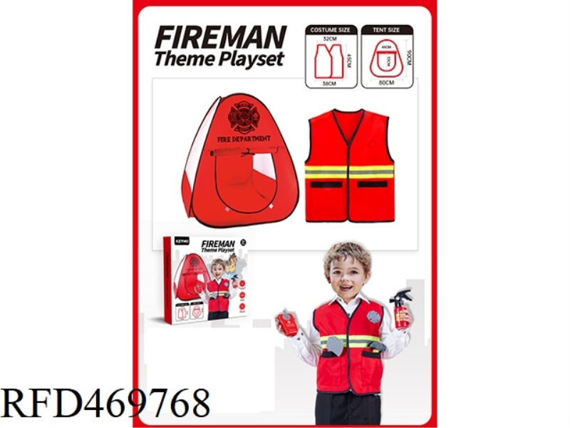 FIRE DEPARTMENT TENT WITH FIRE FIGHTING CLOTHES
