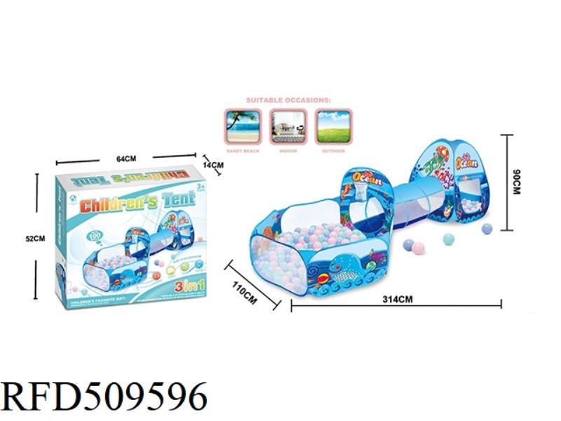 OCEAN TEE TOY TENT WITH 100 BALLS