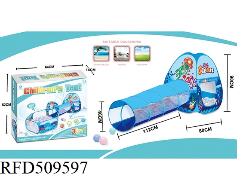 OCEAN TWO TOY TENT WITH 100 BALLS