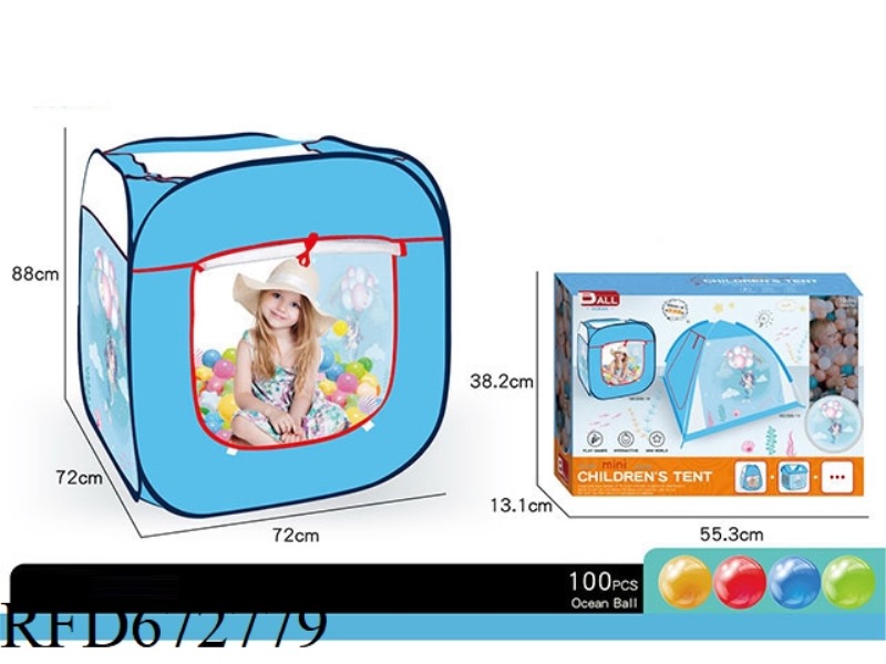 CHILDREN'S NEW MERMAID SQUARE TENT (WITH 100 BALLS)