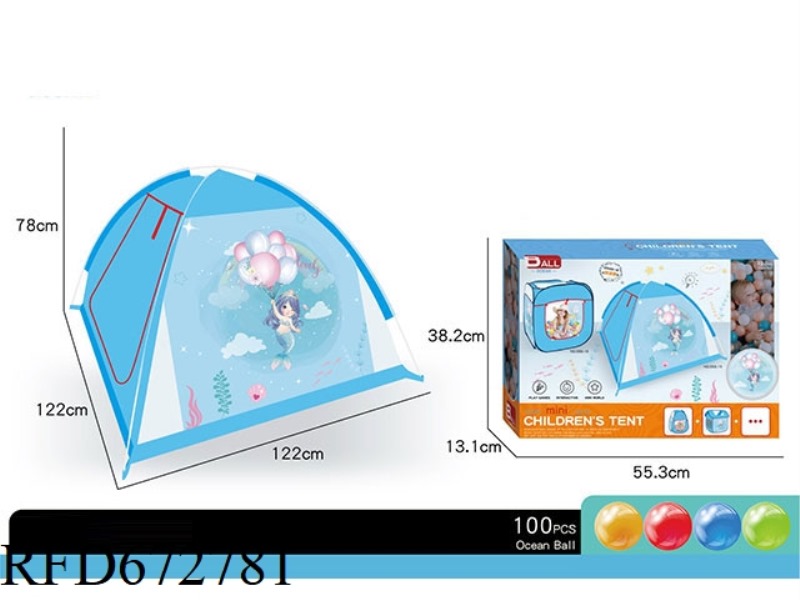 CHILDREN'S NEW MERMAID BEACH TENT (WITH 100 BALLS)