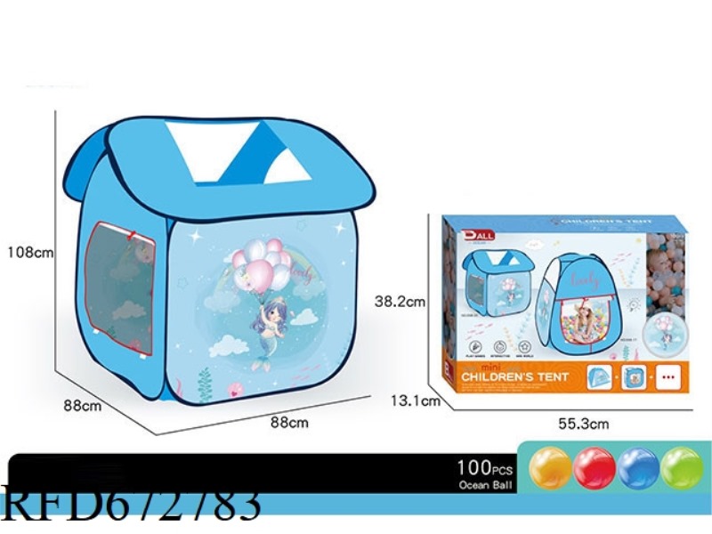 CHILDREN'S NEW MERMAID TENT (ROOM TYPE) WITH 100 BALLS