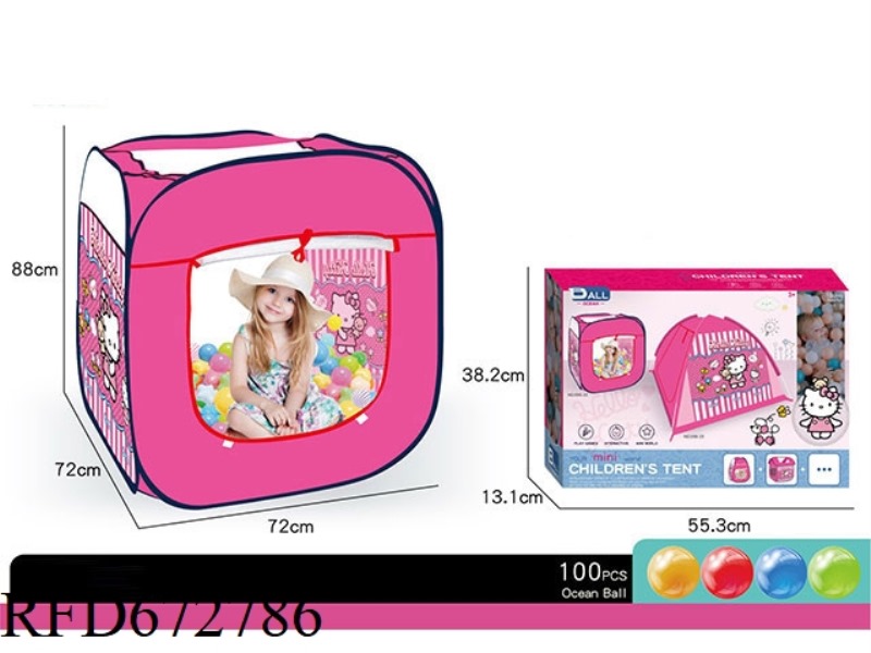 CHILDREN'S DISNEY KT CAT TENT (SQUARE) (COMES WITH 100 BALLS)
