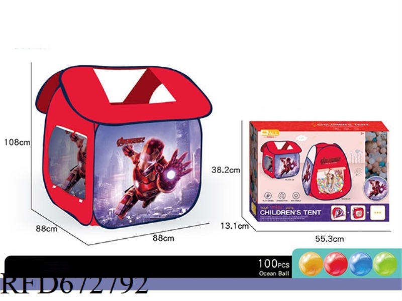 CHILDREN'S AVENGERS IRON MAN TENT (ROOM TYPE) WITH 100 BALLS