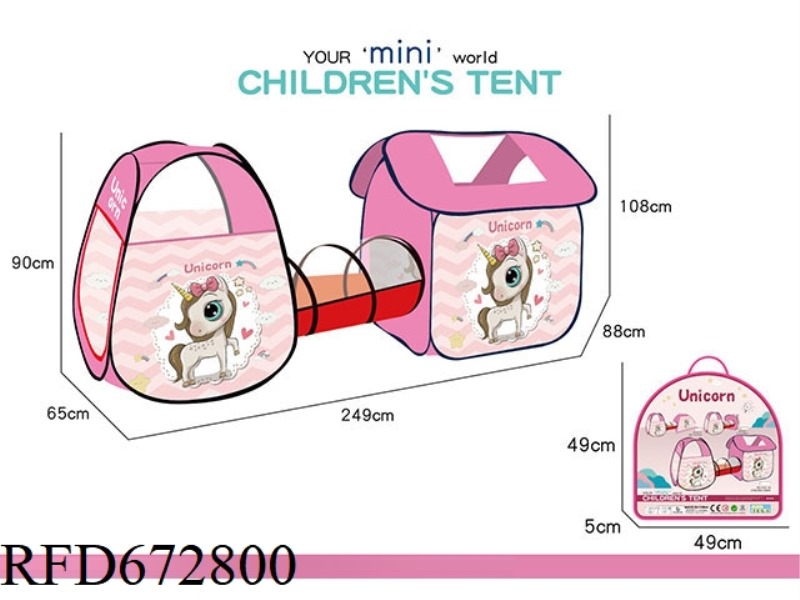 3-PIECE SET OF CHILDREN'S UNICORN TENT (CHANNEL+ROOF TYPE+MISTRESS)