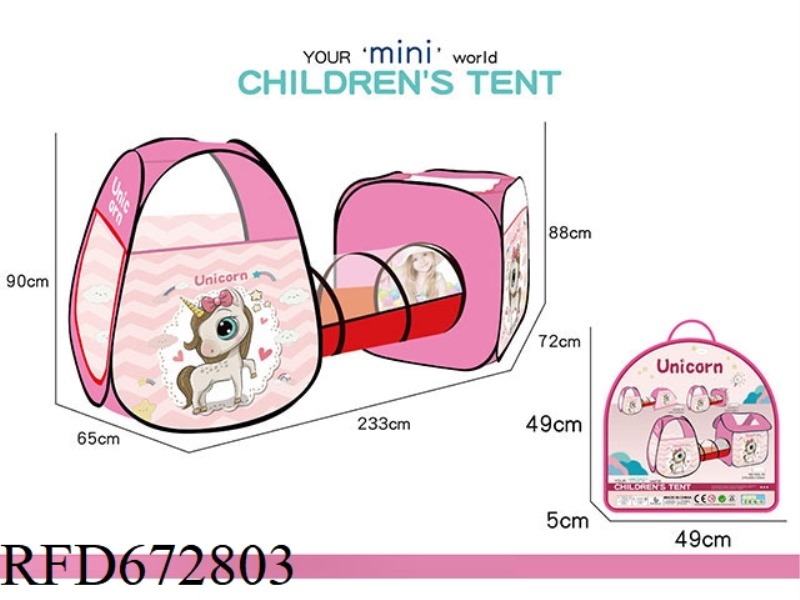3-PIECE SET OF CHILDREN'S UNICORN TENT (CHANNEL+SQUARE+MISTRESS)