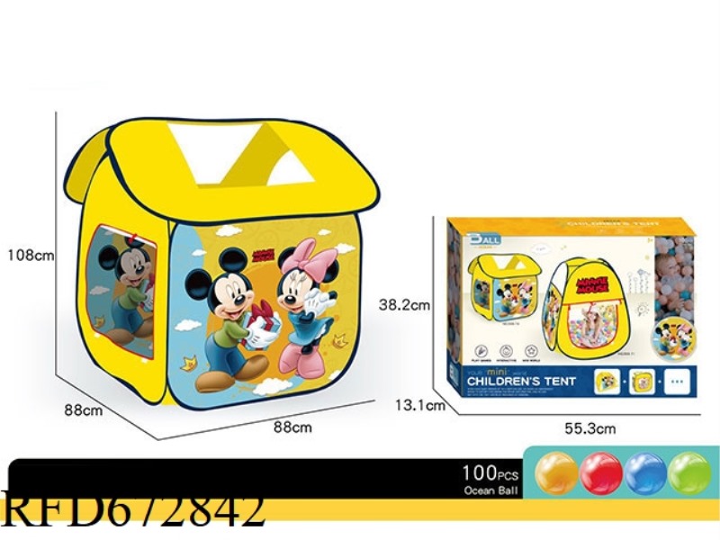 CHILDREN'S DISNEY MICKEY TENT (ROOM TYPE) (COMES WITH 100 BALLS)