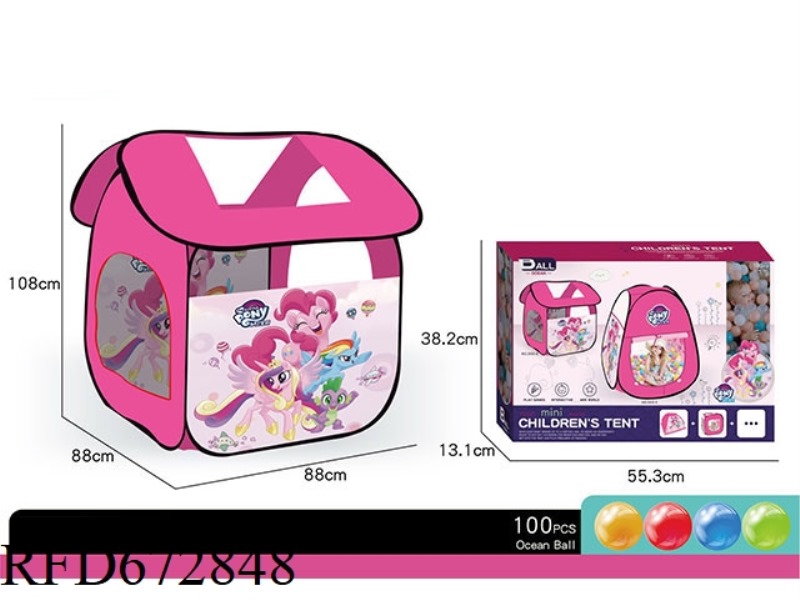CHILDREN'S LITTLE PONY BAOLI TENT (ROOM SHAPE) WITH 100 BALLS