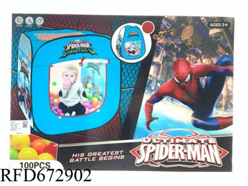 CHILDREN'S AVENGERS SPIDER MAN TENT WITH 100 BALLS